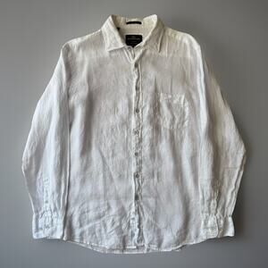Rodd & Gunn Linen Shirt XL White Collared Button Up Minimalist New York Party